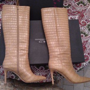 Antonio Melani Hendri Croc Tall Nude Tan Tall Heel Boots